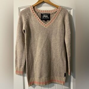 Roots Wool Knit Cream and Red Sweater